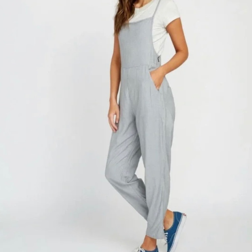RVCA Striped Woven Overalls Jumpsuit